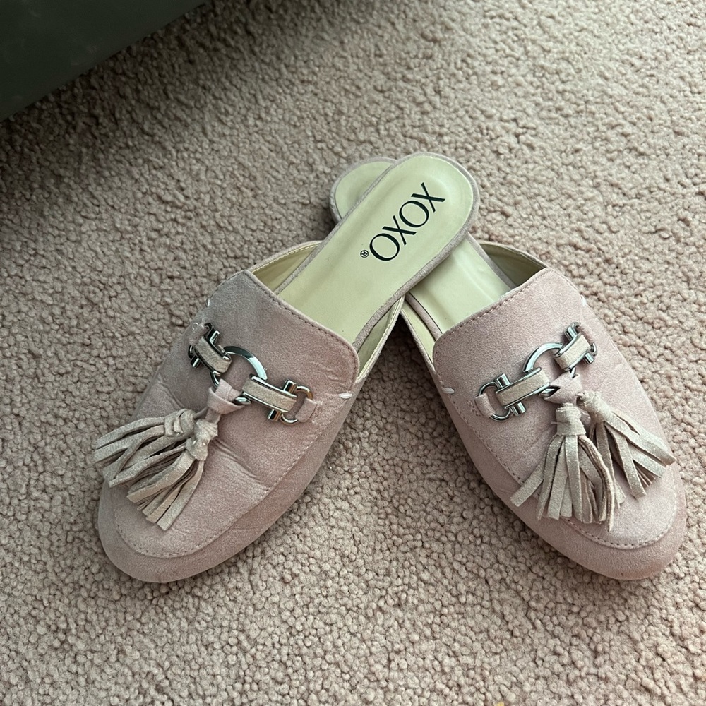 Xoxo -5.5 suede blush mules